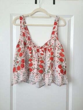 Maeve Floral Cropped Peplum Swing Tank Top